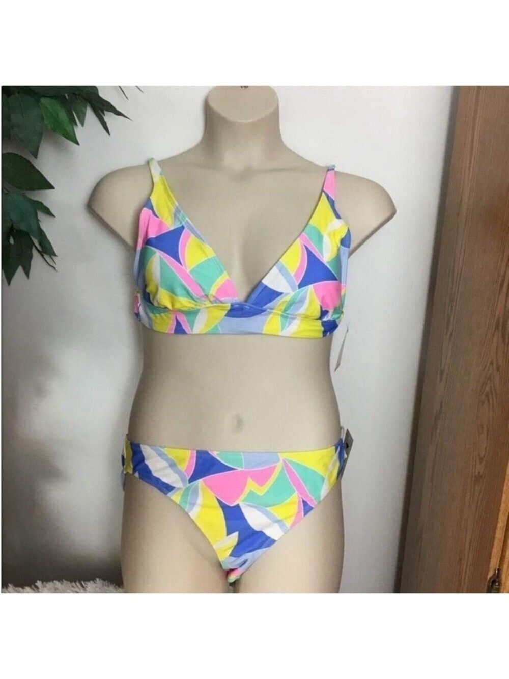 SO bikini Woman's Junior size XXL multi pastel yellow green white blues pink